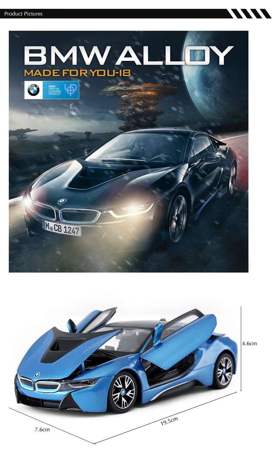 Rastar BMW i8 литье под давлением модель игрушечной машины Горячие оригинальные диексты металлические транспортные средства бесплатно колесо