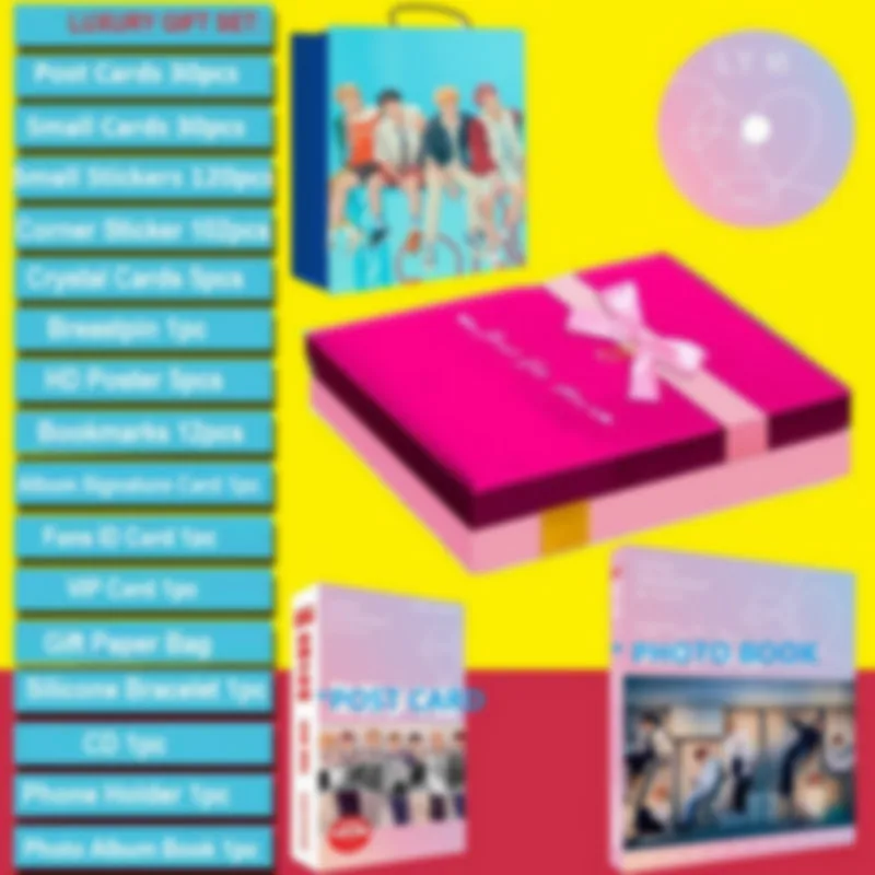

[MYKPOP]Kpop Luxury Gift Set CD+Post Card+Photo book+Photo Holder+Breastpin+Bracelet+Bookmarks+Stickers SA18101401