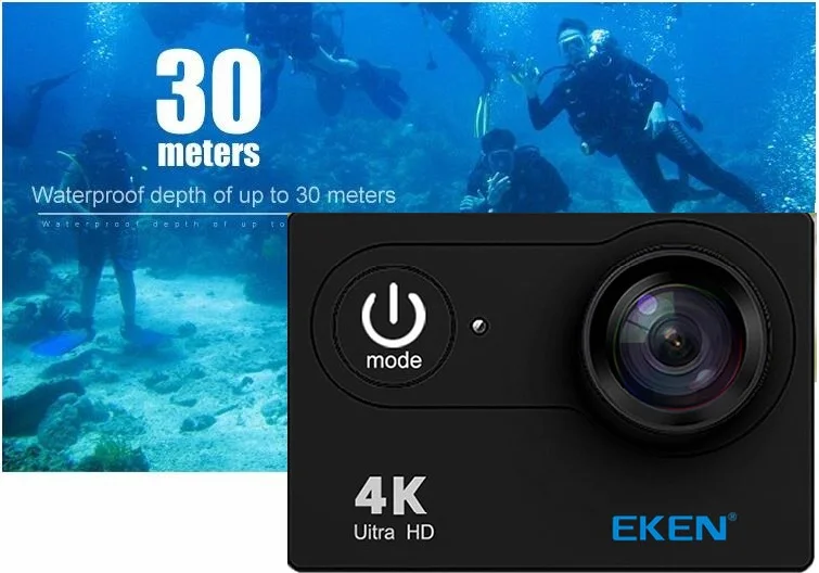 Eken H9/H9R экшн Камера Wi-Fi пульт дистанционного управления со сверхвысоким разрешением Ultra HD, 4 K, 1080 P/60fps возможностью погружения на глубину до 30 м Водонепроницаемый Камера 2,0 ЖК-дисплей 170 объектив для шлема GoPro Камера