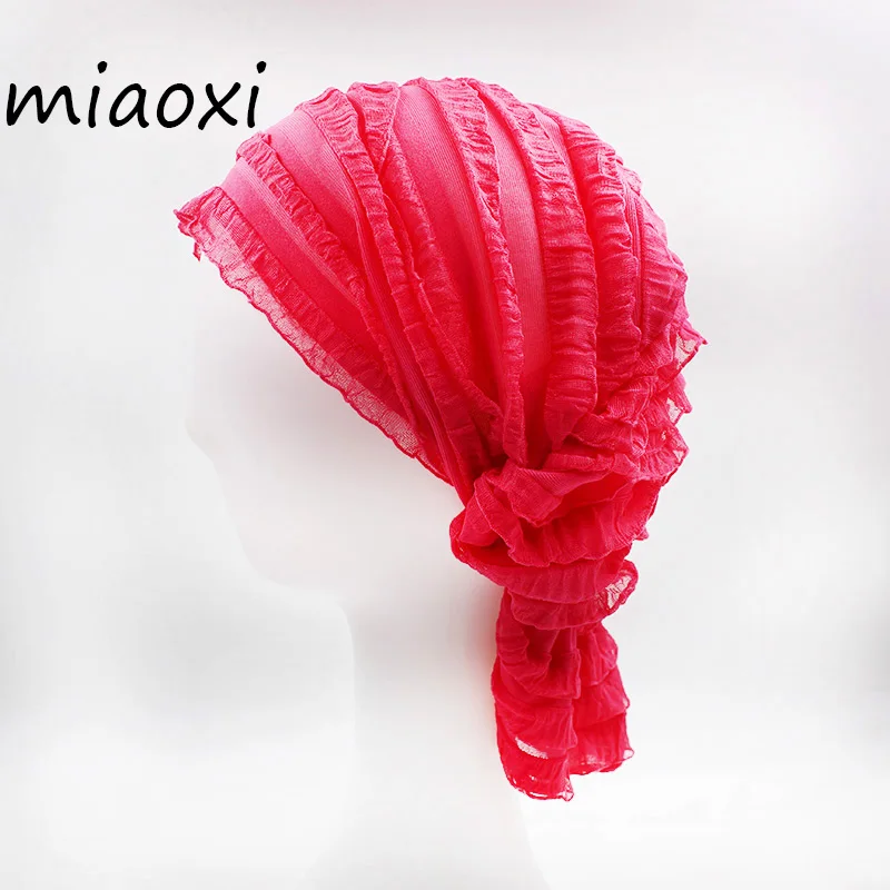 

[miaoxi] New Novelty Women Spring Autumn Pirate Hat Female Beanies Ladies Wavy Popular Muslim Pile Heap Cap Casual Turban Sale