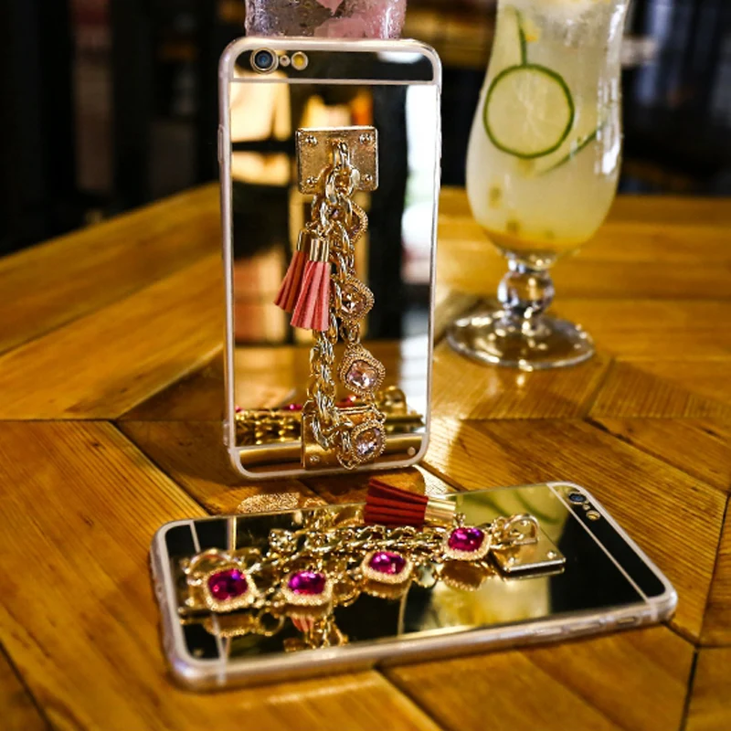 Мягкий зеркальный чехол для телефона iPhone 12 Mini 11 Pro Max XS MAX XR 8 7 6 6S Plus со стразами и
