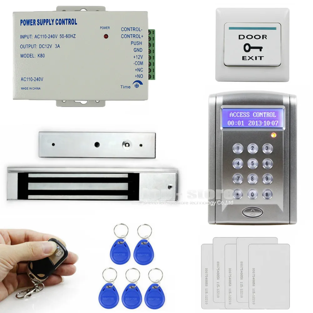 

DIYKIT DIY Remote Control 280kg 600 LBs Kit Electric Magnetic Door Lock Access Control RFID 125KHz ID Card Security System BC200
