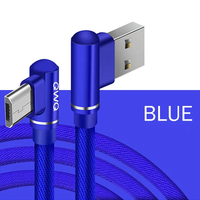 3а 90 градусов локоть Micro USB кабель быстрой зарядки USB кабель для передачи данных для samsung S6 S7 Edge Для Xiaomi мобильного телефона usb зарядный шнур - Цвет: Blue