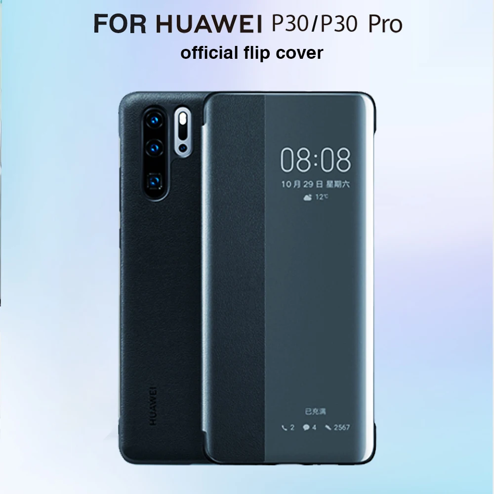

Smart View Flip Cover For Huawei P30 Pro P30 Leather Case High Quality P30 Silm Case Smart Display Time/Date/Answer Phone Call