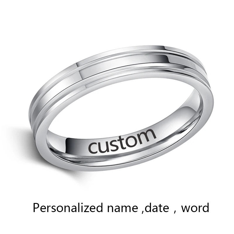 CACANA кольца из нержавеющей стали для женщин зеркальные блестящие стильные персонализированные украшения № R24 - Цвет основного камня: Engraving