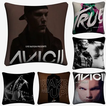 

Avicii True Wake Up DJ Figure Cotton Linen Cushion Covers 45x45cm Soft Throw Pillow Case For Sofa Almofada Home Decor