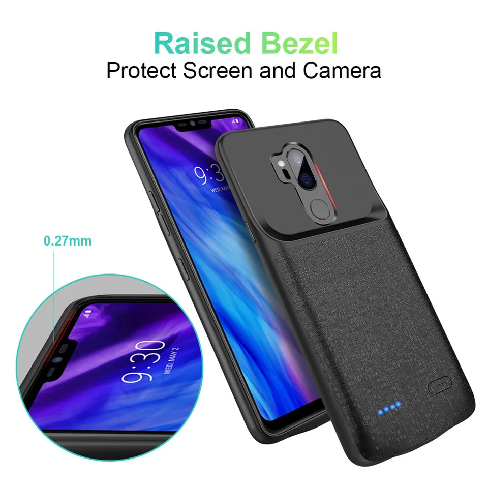 NEWDERY 4700mAh battery charger case for LG G7 ThinQ / G7 plus G7+ soft TPU ultra slim External Pack Backup power bank case