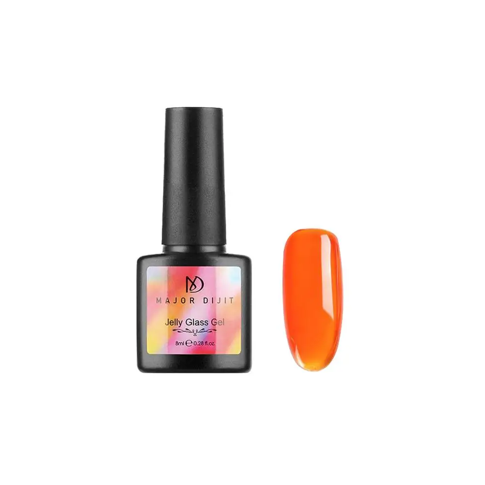 8 мл прозрачный стеклянный Гель-лак для ногтей ярких цветов, летний атрибут, полупрозрачный неоновый цвет, впитывающий УФ-лак, зеркальный титановый гель, Новинка - Цвет: Orange