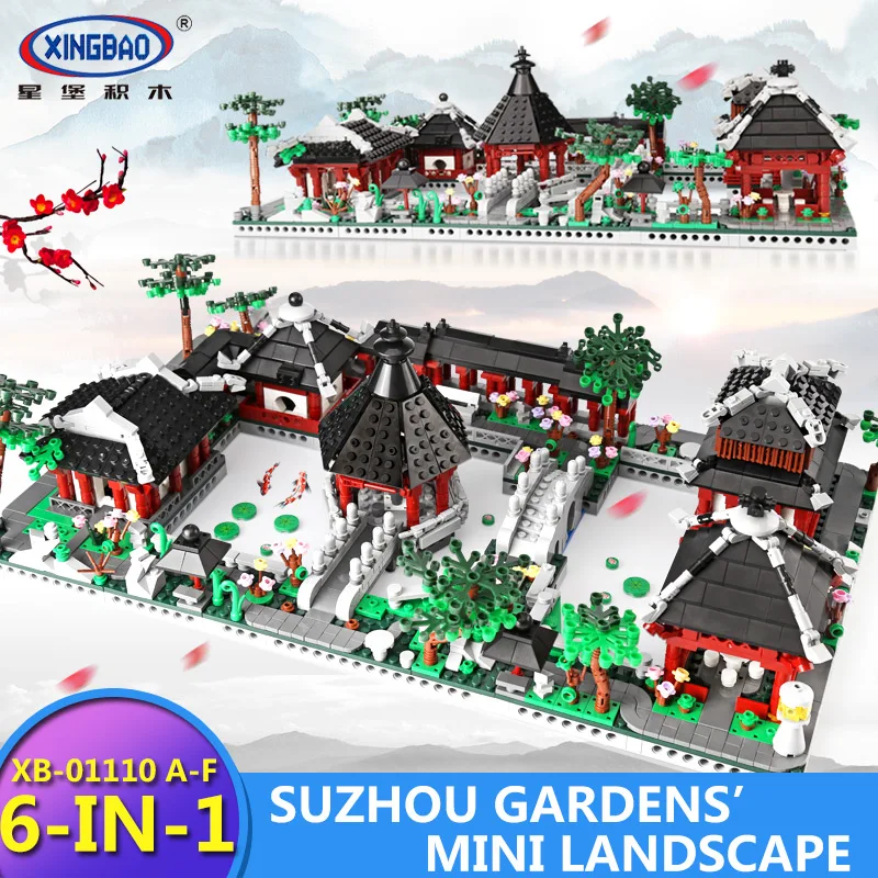 

XINGBAO 01110 City Architecture The 6 in 1 Chinese Suzhou Garden Model Set Legoinglys Building Blocks Bricks Toys for Kids Gifts