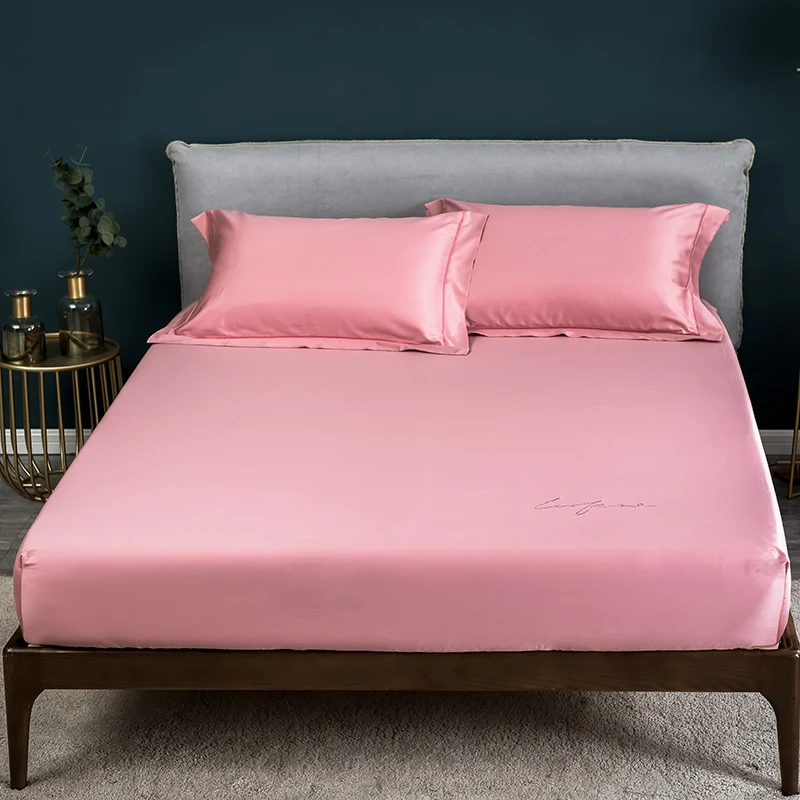 

Solid Color Satin Craft Home Textile 60S Long-Staple Cotton Sheets Mattress Cover Bed Sheet Fitted Sheet Bedspread Queen Size