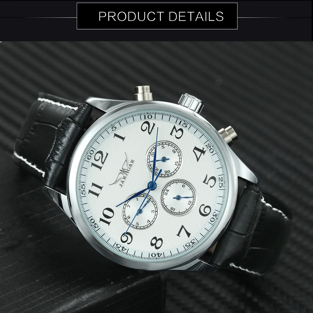 JARAGAR модные деловые автоматические механические часы для мужчин 3 рабочих суб-циферблата с арабским номером Многофункциональные часы лучший бренд класса люкс