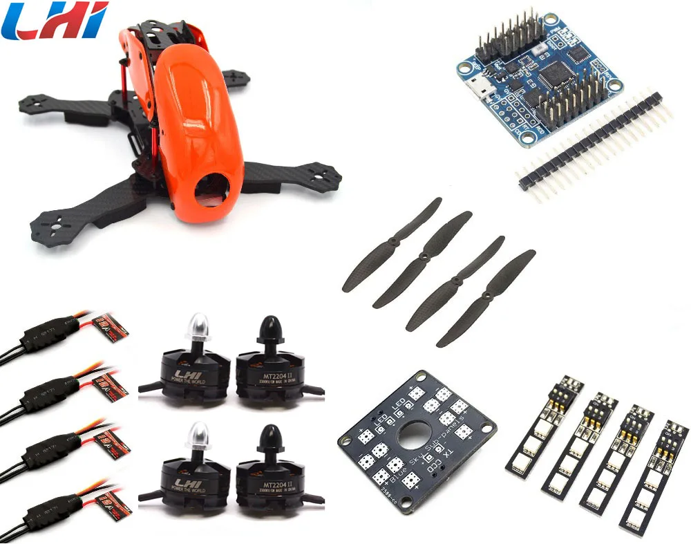 

Robocat 4-Axis Carbon Fiber Quadcopter Frame Naze32 10DOF LHI 2204 Motor 12A ESC props ~Orange red drone with camera quadcopter