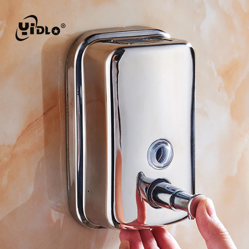 Baratos Líquido dispensadores de jabón montado en la pared de 1000 ml 500 ml de acero inoxidable Manual dispensador de champú cocina baño apropiado para la mano jabón