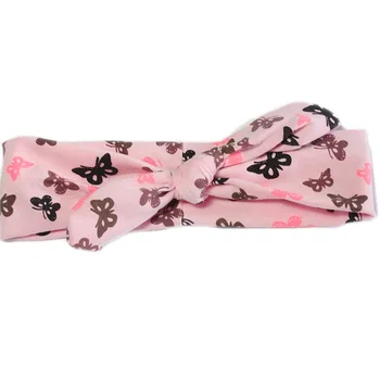 

200pcs/lot Baby New Pure color Rabbit Ears Cotton Dot Knot Headband Baby Printing Rabbit Ears Headband