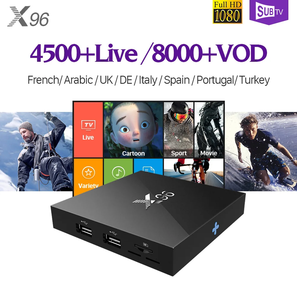 

Full HD IPTV X96 S905X 2G 16G Android H.265 Decoder Receiver IPTV 4K Box France Arabic Subscription SUBTV Turkey Portugal IP TV