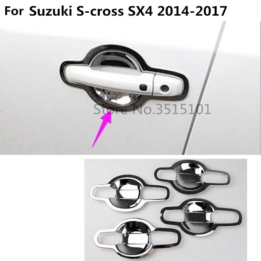 

Car cover trim ABS chrome External door Bowl stick lamp frame 8pcs For Suzuki S-cross scross SX4 2014 2015 2016 2017