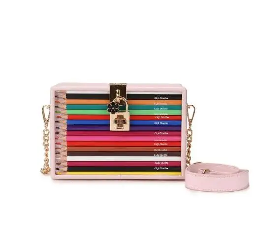 

XZ30 New Arrival Color Pencil Design Box Style Pu Ladies Party Clutch Bag