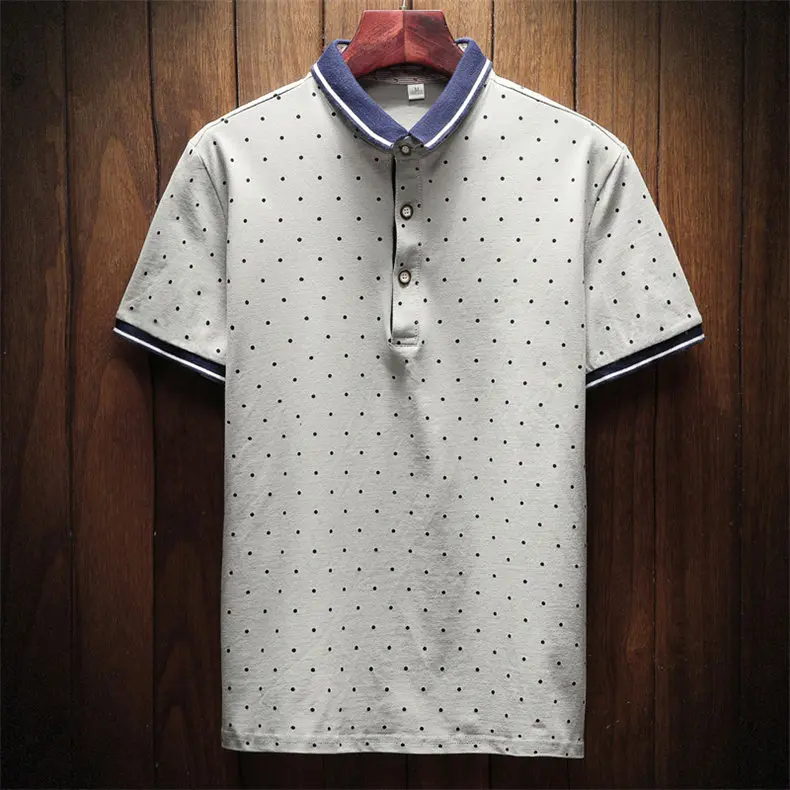Polka Dot Polo Men Summer Short Sleeve Cotton Breathable Men Polos Male Quality Classic Brand Clothing Fast Dry Top Tees 3XL 4XL 3