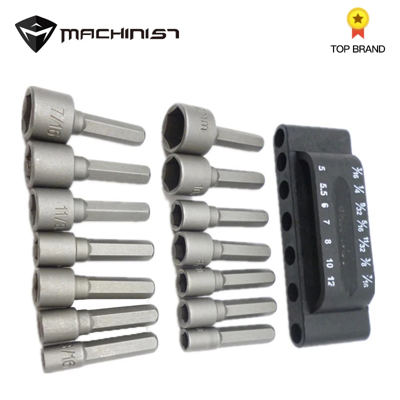 

14pc Sae Metric Quick Change Power Nut Driver Bit Set Screwdriver Nutdrivers Hand Tools Wrench 1/4 Hex Cordless Drill Nut-Driver