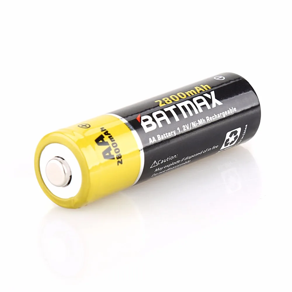 Batmax 12Pcs 2800mAh AA Ni-Mh Rechargeable Battery with 8-Channel Smart LED Display Uninversal Charger for AA AAA Batteries