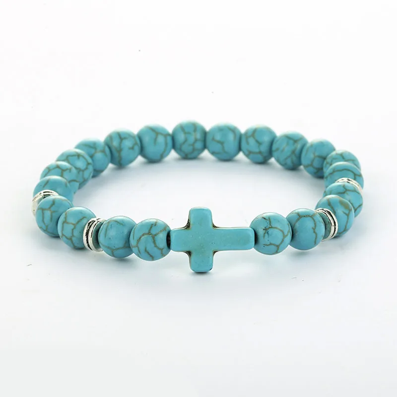 Natural Piedra Turquesa Con Cuentas Turquesa Brazalete Pulsera de Cuero ENVOLVENTE Ágata
