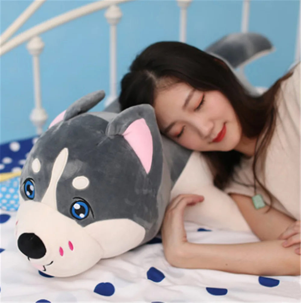 New Lovely Large Soft Animal Husky Dog Plush Toy Stuffed Lying Dog Doll Pillow Gift for Kids 50cm 70cm 90cm 120cm4