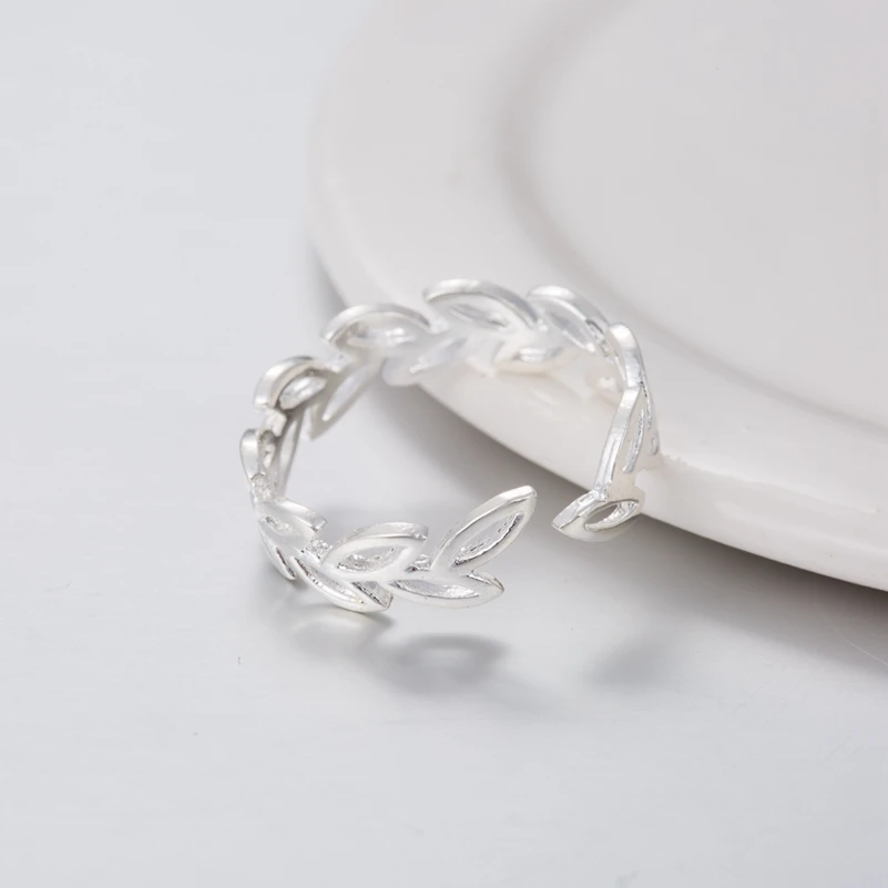 SMJEL New Boho Silver Oliver Leaves Rings for Women Personalized Wedding Bague Femme Gifts