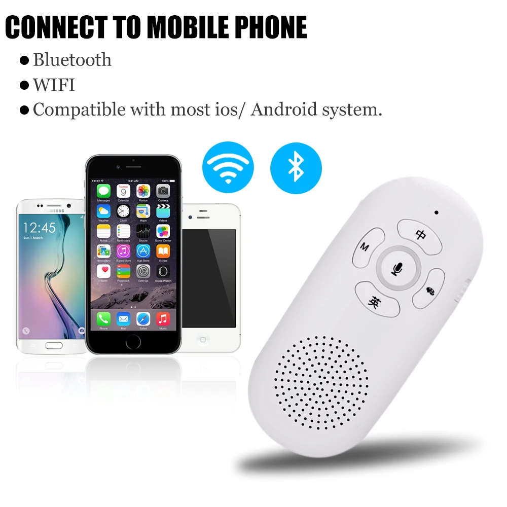 

Newest Mini Handheld Smart Chinese-English WIFI Bluetooth Voice Language Translator Real-time Speech Text Translation