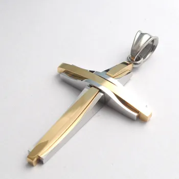 

Punk Male Cross Pendants Stainless Steel Color Gold Black Jesus Cross Pendants Necklace Jewelry For Cool Men