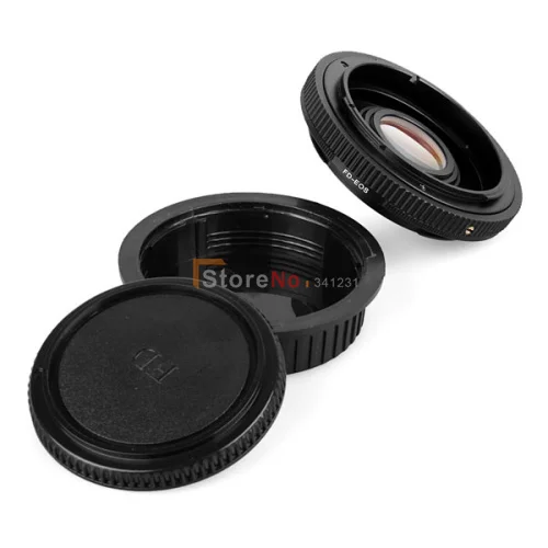 FD Lens to EF Body Mount Adapter Rear lens cap with Optical Glass Focus Infinity 450D