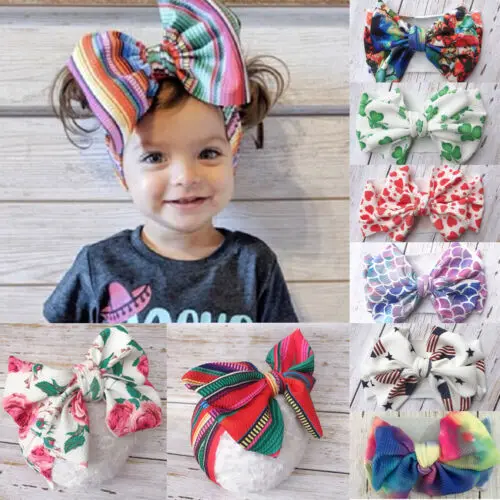 

1PC Elastic Toddler Baby Girls Headband Cotton Print Floral Hair Band Bow-knot