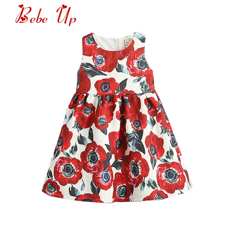 Нарядное платье трапециевидной формы с цветочным рисунком для маленьких девочек