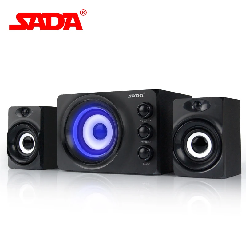 

SADA Colorful LED Flashing Light Stereo Bass Computer USB Speaker PC Speakers Mini 3D Subwoofer for Smart Phone Laptop Notebook