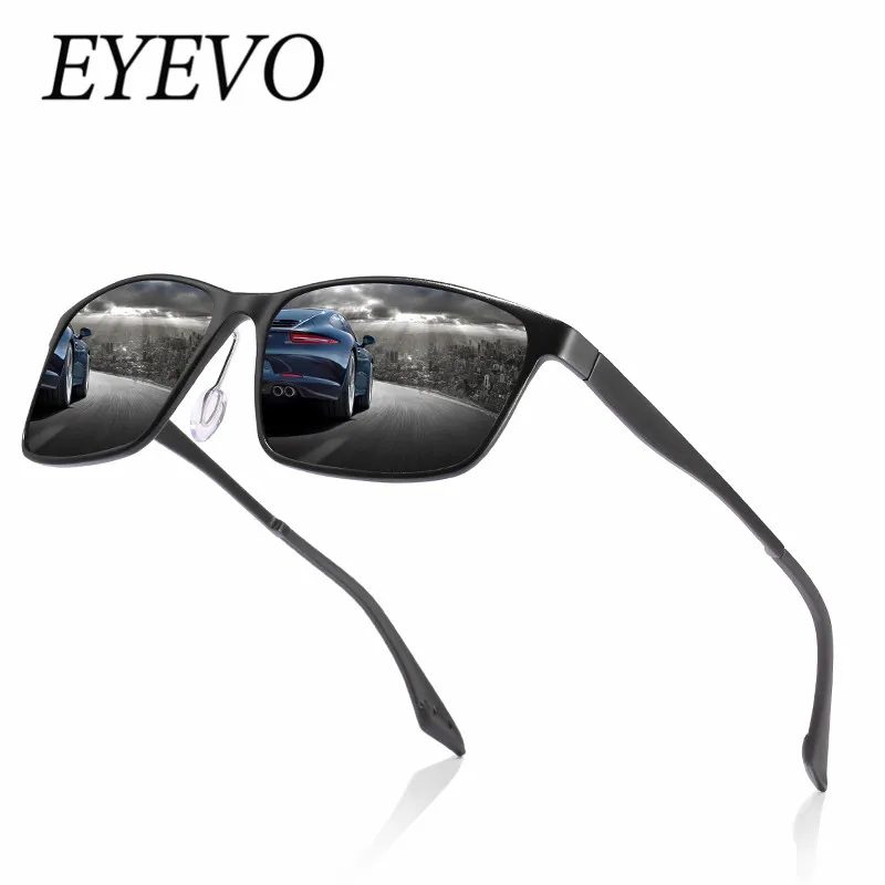 EYEVO Алюминий Марка Классический ретро поляризованных солнцезащитных очков Для мужчин покрытие черный вождения солнцезащитные очки Квадратные очки мужские защитные очки