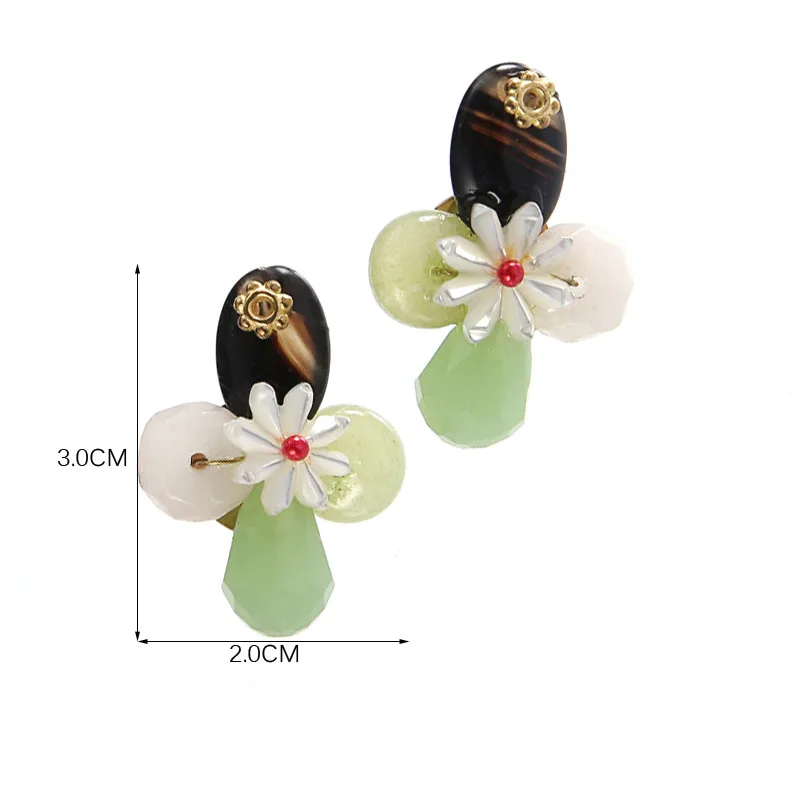 TDQUEEN Stud Earrings Natural Stone Cute Earrings Women Fashion Jewellery Shell Flower Handmade Beaded Gold Color Stud Earring   (5)