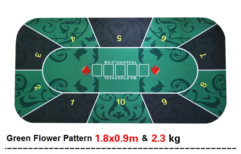 Texas Hold'em Poker Mat 1.8*0.9m flower pattern rubber gaming pad free shipping