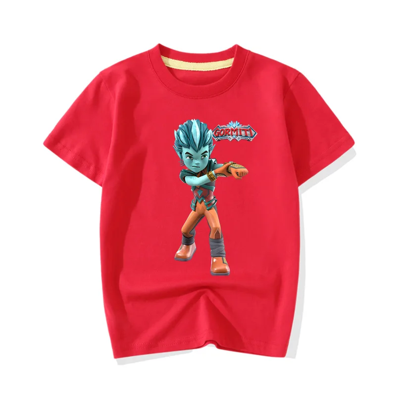 Лидер продаж, детские футболки с изображением игры Gormiti хлопковые футболки для малышей, костюм летняя одежда с короткими рукавами для мальчиков и девочек футболки JY028 - Цвет: Red T-shirt
