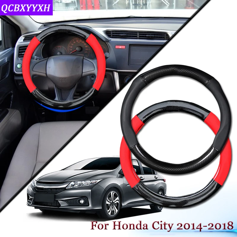 Автомобильный карбоновый Кожаный Автомобильный руль крышка автомобиля рулевое колесо концентраторы автомобилей Авто аксессуары для Honda City