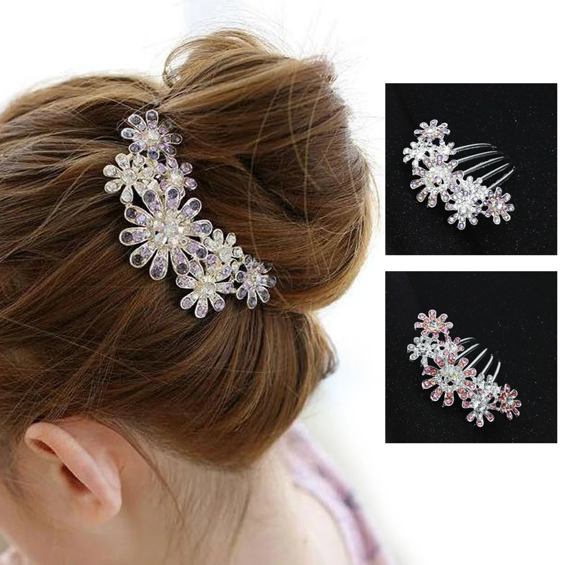 

Beautiful Crystal-encrusted Hair Accessories Rhinestone Petal Flower Hair Pin Comb Clip Claws Hairdressing Stylist Headdresser