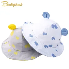 Летняя детская шапочка с милым принтом для девочек и мальчиков, хлопковая шапочка для малышей с ушками, детское ведро, шапка для От 1 до 3 лет, 1 шт