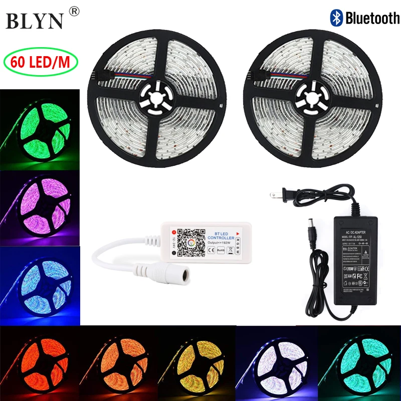 10 м 5050 RGB светодиодная лента освещения WIFI музыка Bluetooth контроллер 60 светодиодов/м