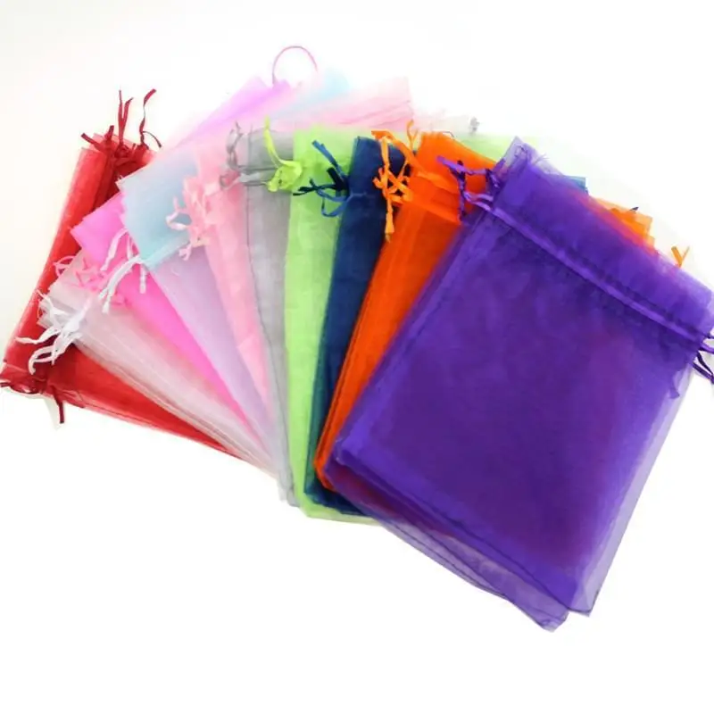 

50pcs 7x9 9x12 10x15 13x18 16x22 20x30CM Organza Bags Jewelry Packaging Bags Wedding Party Decoration Drawable Bags Gift Pouches