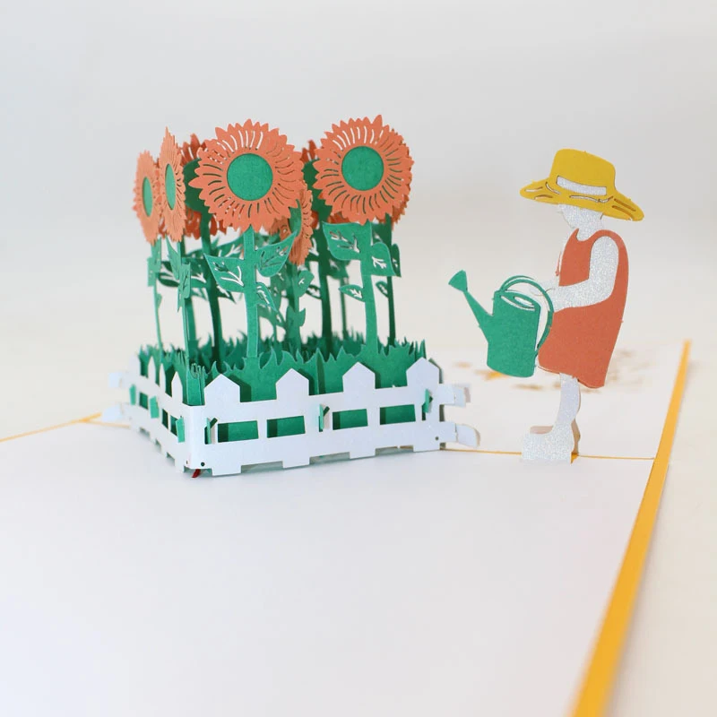 2019 New Design 3D Handmade Watering Sunflower Paper ...