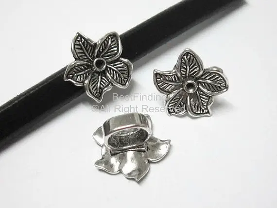 

Licorice flower slider 10x6mm Licorice leather findings -LF74