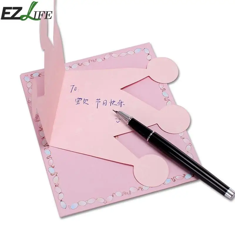  EZLIFE 10pcs Crown Greeting Card Cartoon Children's Day Prince Princess Envelope Card DIY Birthday  - 32864302701