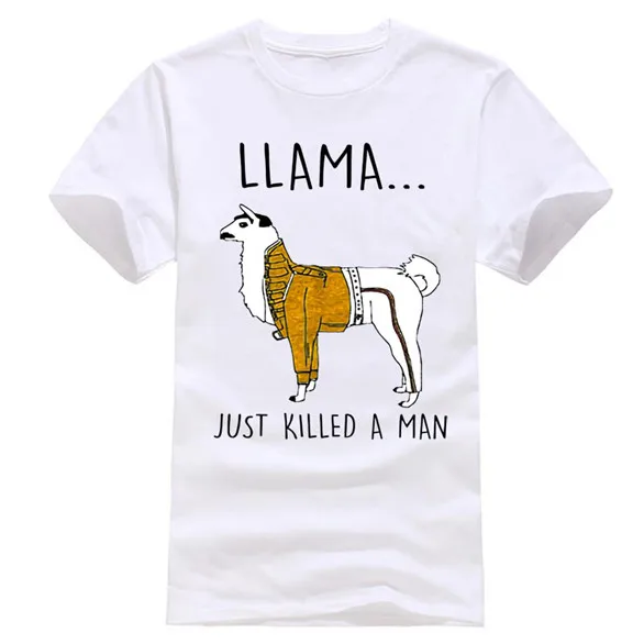 Llama Just Killed Man белая серая лама популярная футболка без тегов хип-хоп Футболка |