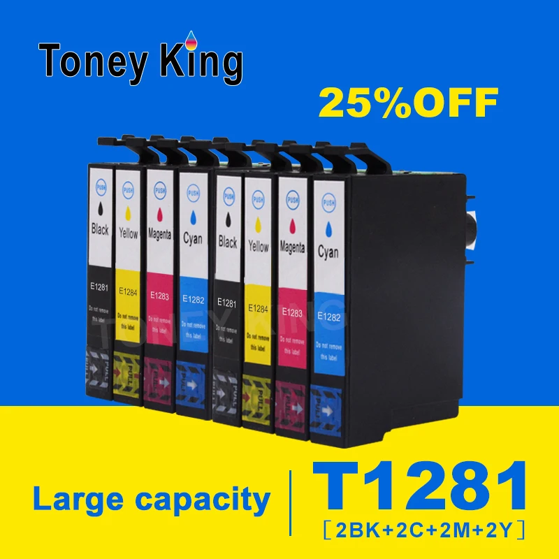 

8Pcs For Epson T1281 T1282 T1283 T1284 Ink Cartridge Stylus SX130 S22 SX125 SX230 SX235W SX420W SX435W SX425W BX305F Printer