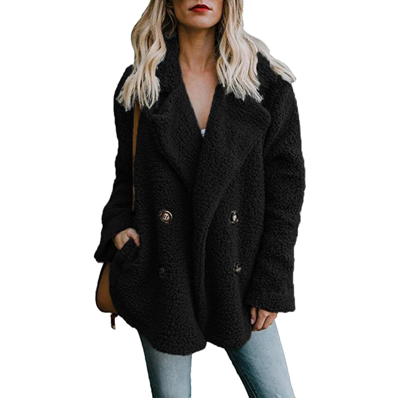 FLULU Winter Women Faux Fur Coat 2018 Casual Solid Warm Long Sleeve Faux Fur Jacket Coat Female Vintage Outwear casaco feminino
