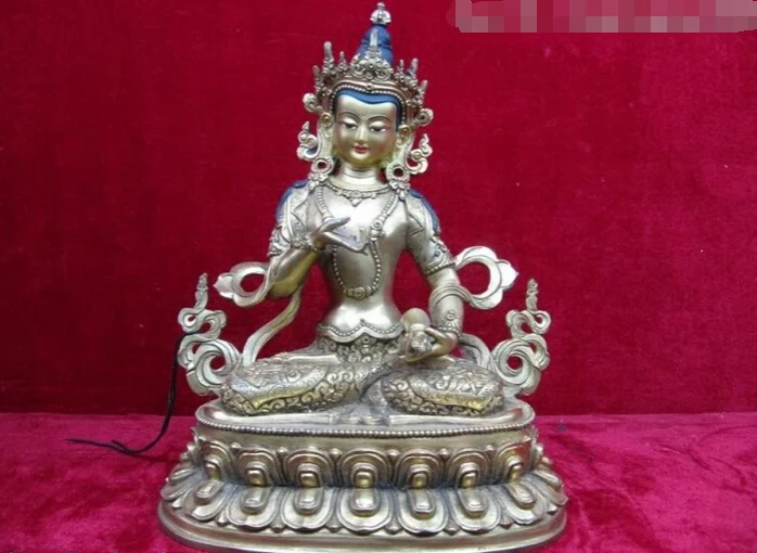 

Collectible bronze S2960 Tibet Pure Bronze Copper 24K Gold Vajrasattva Vajradhara GuanYin Buddha Statue (B0328)