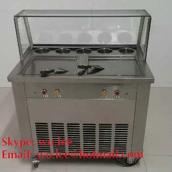 

new type 220V 110V double square pan fried ice cream machine R410a 2 compressor ice cream machine ice fry machine